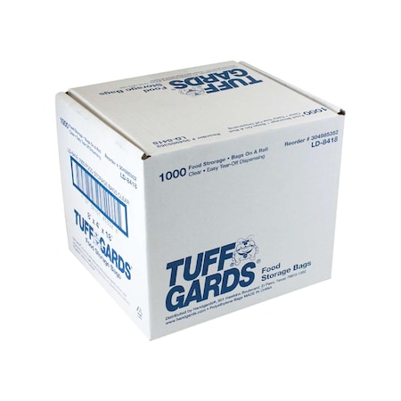 Tuffgards 8"x4"x18" .6 mil Low Density Roll Pack Clear Food Storage Bag, PK1000 304985352